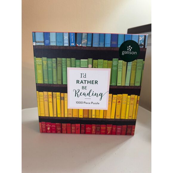 1000 piece Galison jigsaw puzzle I'd Rather Be Reading ; open/complete - Picture 2 of 5